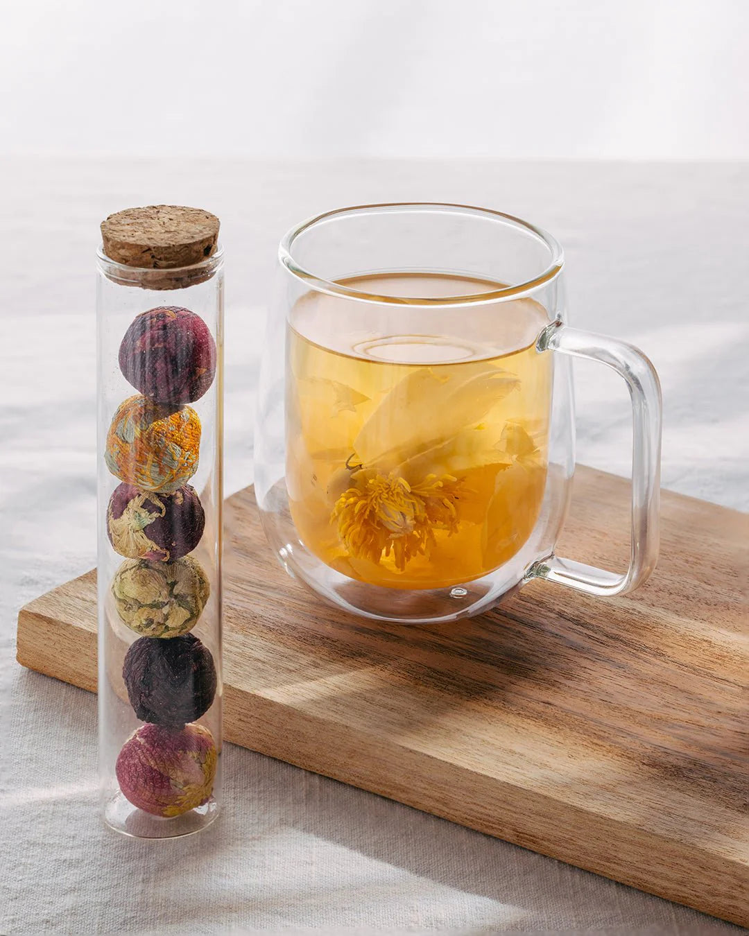 6 Pcs Organic Blooming Flower Tea Balls in Glass Tube